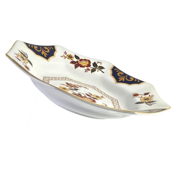 Vtg Hexagonal Porcelain Bowl Floral Design Scalloped Edges Gold Trim Made in Jap - Picture 4 of 11